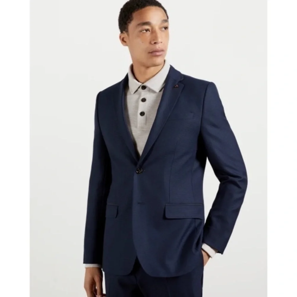 Ted Baker London Endurance‎ Roger CT Navy Plaid Blue Wool Blazer Jacket Size 36S